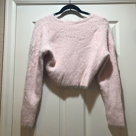 ASOS Pink Crop Sweater with Heart Buttons - Picture 4 of 5